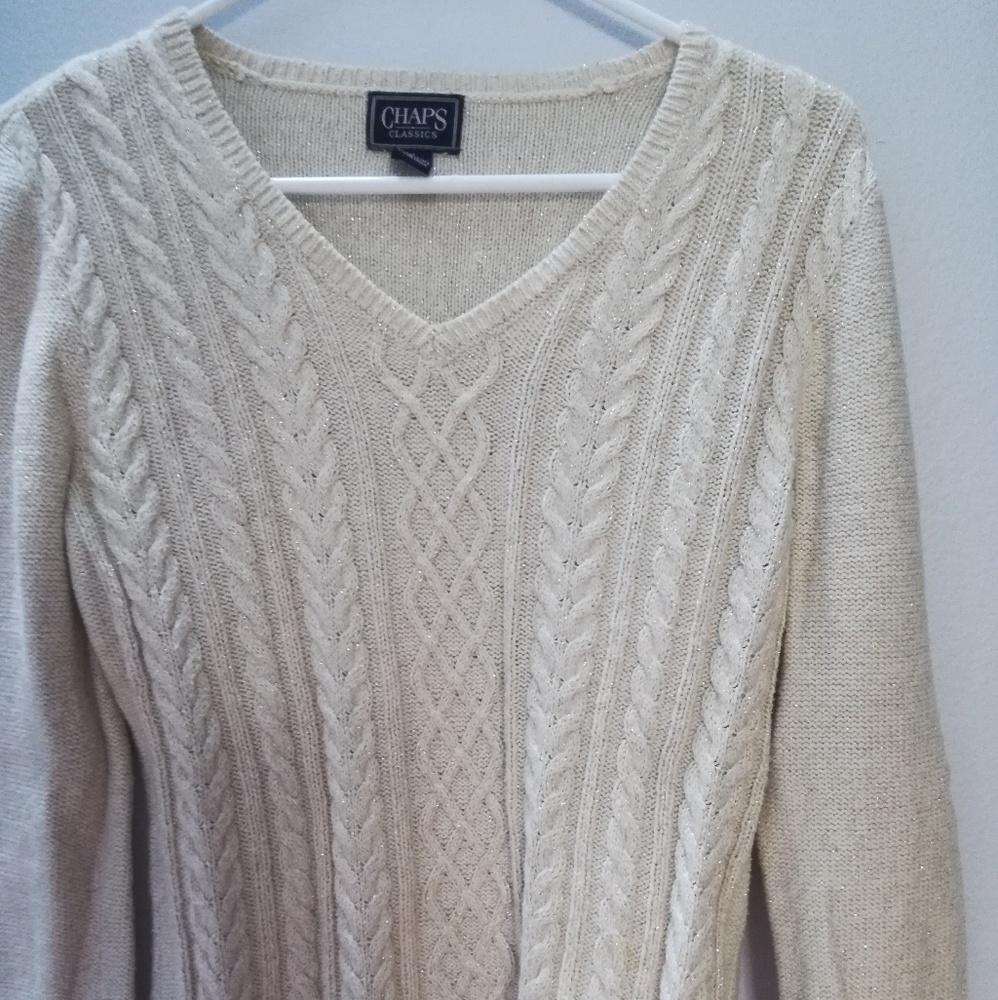 Chaps classic sweater cream / tan Size M